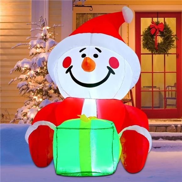 4.5 FT Christmas Inflatable Snowman Outdoor Decoration Blow Up with LED Lights - Picture 4 of 6